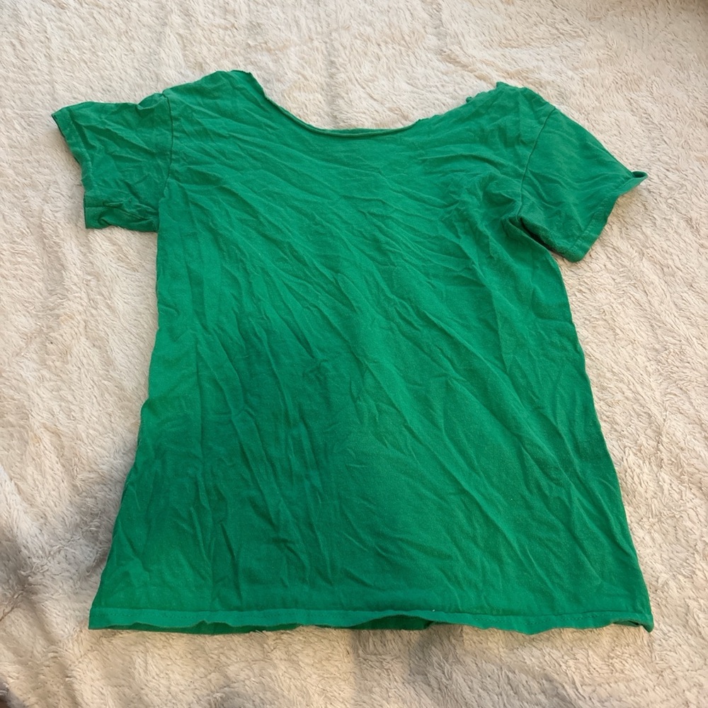 Green off the shoulder T-Shirt